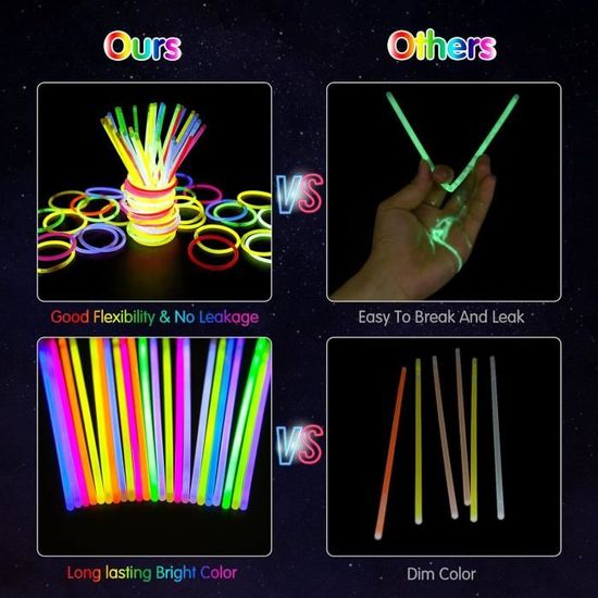 Bracelet Fluorescent Lumineux,232pcs Bâtons Lumineux Super