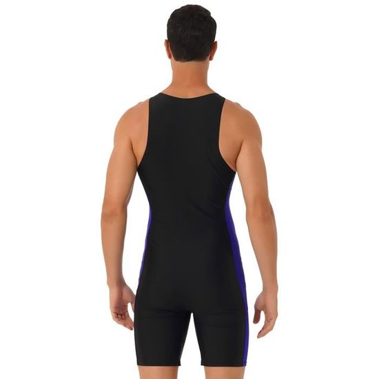 Iixpin Maillot de Bain 1 Piece Homme Combinaison Shorty Natation Combishort Surf Sport Swimsuit M 3XL Bleu Noir Cdiscount Sport