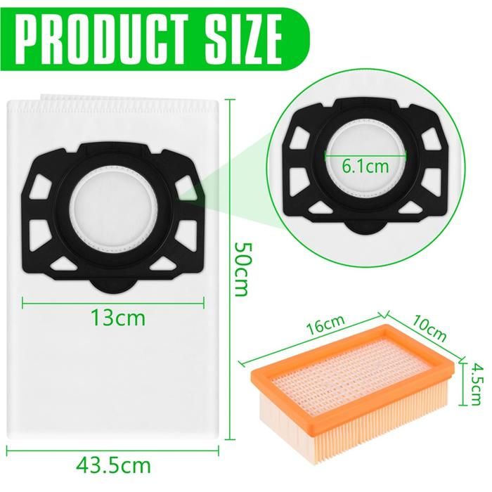 Lot De 4 Filtres De Rechange Pour Kärcher WD4 WD5 WD6 MV4 MV5 MV6 Premium - Neuf
