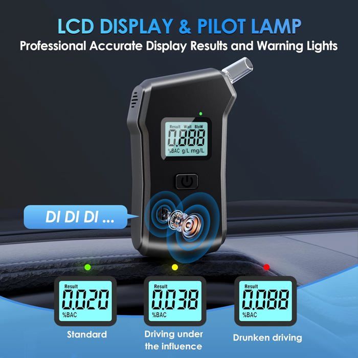 Alcootest Numérique LCD - Éthylotest Personnel Et Professionnel - Portable - Neuf Sous Blister