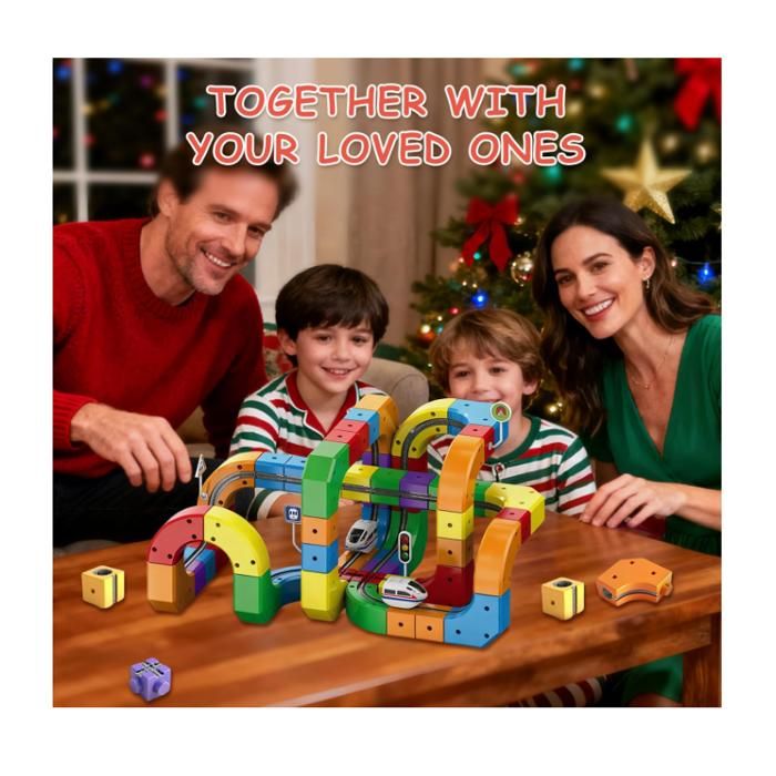 3T6B Juego de Tren Eléctrico Flexible Pista de Carreras, Bloques magnéticos y Tren motorizado, Diseños Integrados 3D Que desafían la, Juguetes para niños a Partir de 3 años (85 Piezas 3T6B Juego de Tren Eléctrico Flexible Pista de Carreras, Bloques magnéticos y Tren motorizado, Diseños Integrados 3D Que desafían la, Juguetes para niños a Partir de 3 años (85 Piezas