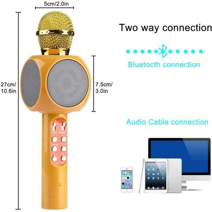 Micro Karaoké Bluetooth Sans Fil Avec LED – Haut-Parleur Portable, Effets Voix & Lumière Pour Fêtes