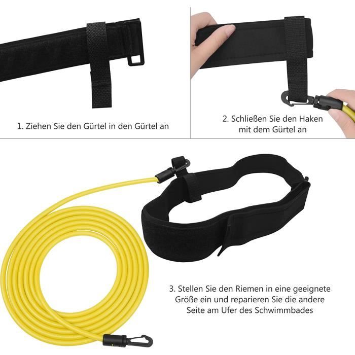 Bande De Résistance De Natation 4M – Ceinture De Swim Training Élastique Réglable Pour Enfants Et Adultes – Inclut Sac De Transport