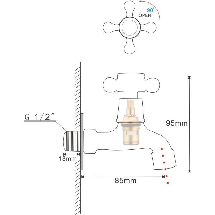 Robinet D'eau Froide Mural En Laiton Antique Pour Machine à Laver