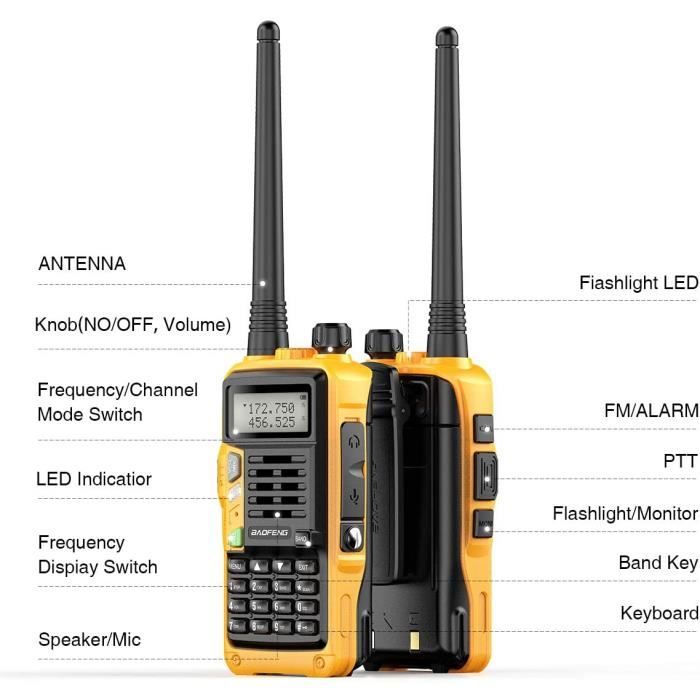 Baofeng UV-82 Talkie-walkie FM radio VHF/UHF à double PTT avec double  bande/affichage/veille longue portée (Casque ajouté) - Cdiscount Téléphonie