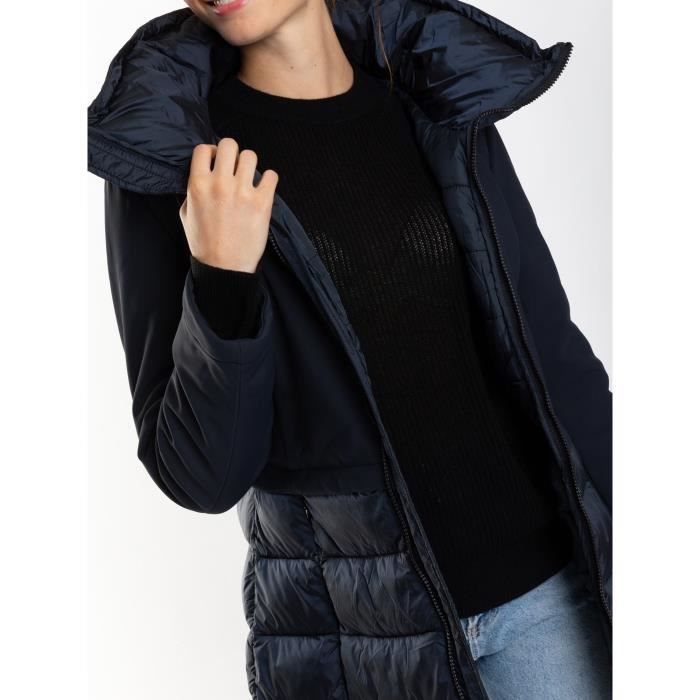White Goose Doudoune bi matiere longue gaia femme bleu marine Bleu