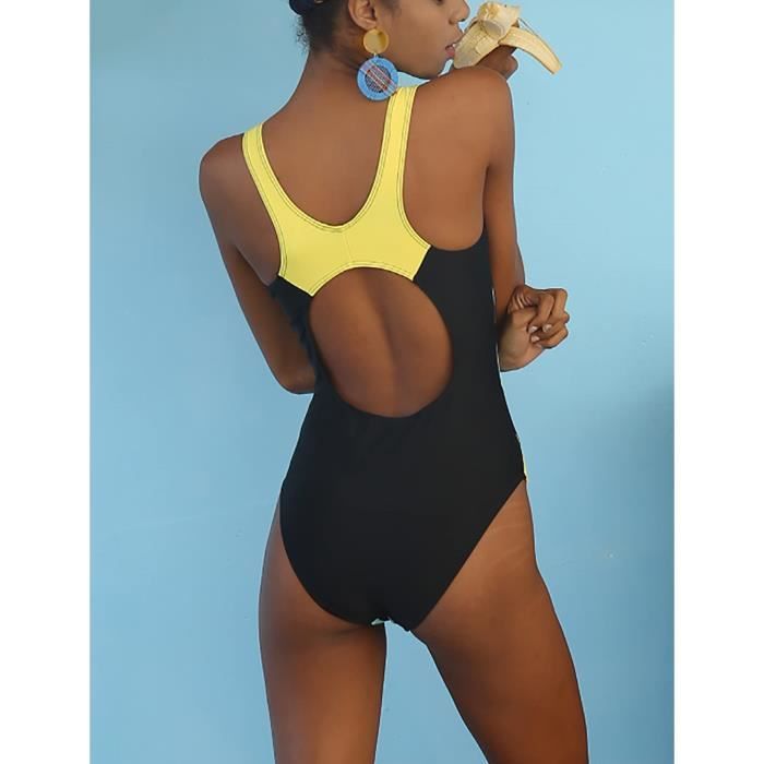 Maillot de Bain Femme 1 Pieces Triangle Combishort Body Ete Plage Natation sans Manche Maillot de Bain Athletique Couleur de l image Cdiscount Pret a Porter