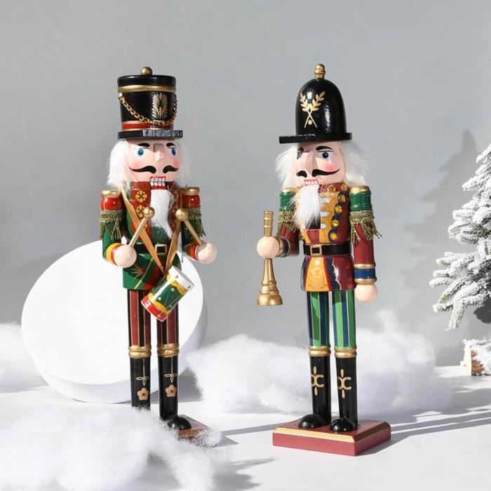 Casse-noisette en bois traditionnel,URMAGIC 38 cm de hauteur décoratif noël,figurines roi,Statue soldat,décoration noël casse-noisette, Red, 38x29cm