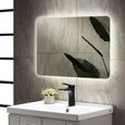 AKALNNY Miroir salle de bain LED avec éclairage blanc Miroir mural avec anti-buée + interrupteur tactile 70x50cm-3