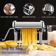 Machine à Pâtes,Fraîches Manuelle, 403 en Acier Inoxydable pour Tagliolini Fettucine Lasagnes Ravioles Spaghettis (7 Échelles)-3