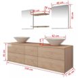 7 pièces de mobilier de salle de bain et lavabo 150 x 45 x 45 cm Beige Ensembles de mobilier Meuble de Salle de Bain-3