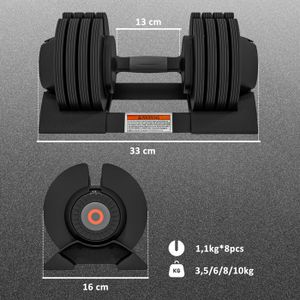 Haltères Réglables Sport 24 - 3-24 Lbs Par Haltère - Acier - Pour La Maison - Neuf En Boîte
