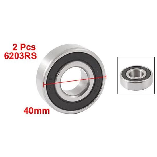 sourcingmap/® 2 pcs 17mm x 40mm x 12mm Ton argent Roulement /à billes /à rainure profonde 6203RS