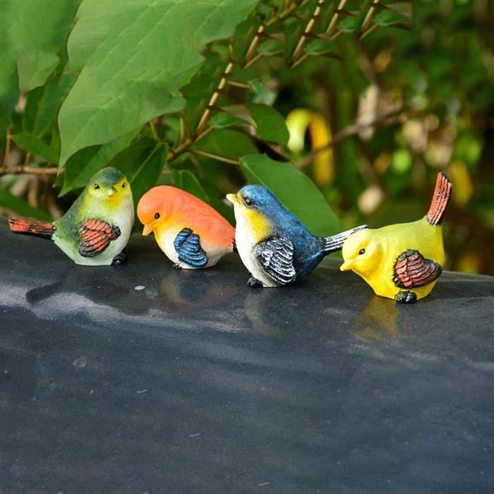 Oiseau en résine, 4 figurines d'oiseaux de jardin, figurines d'animaux — free download