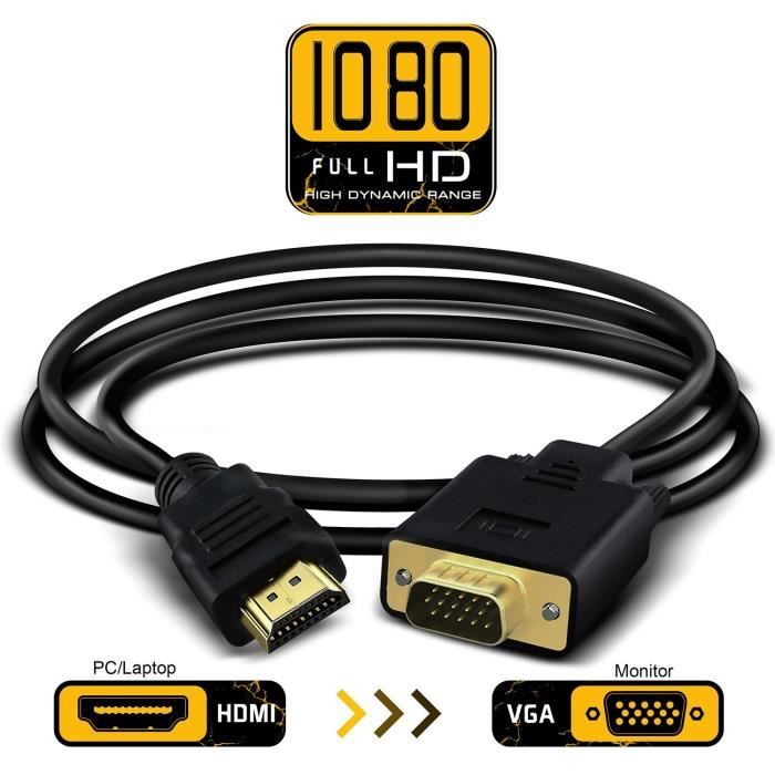 CABLING® Câble HDMI à VGA 2M Càble Adaptateur HDMI vers VGA Cable