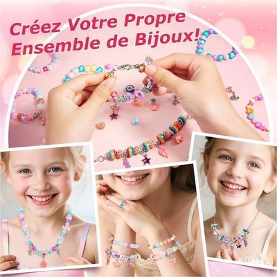 Drwosm 1800 Pièces Perles Pour Bracelet Coloré, Kit Bracelet Avec Cordon Coloré Et Cordon Élastique, Perles Lettres, Kit De Fabrication De Colliers, DIY Bracelets Et Colliers