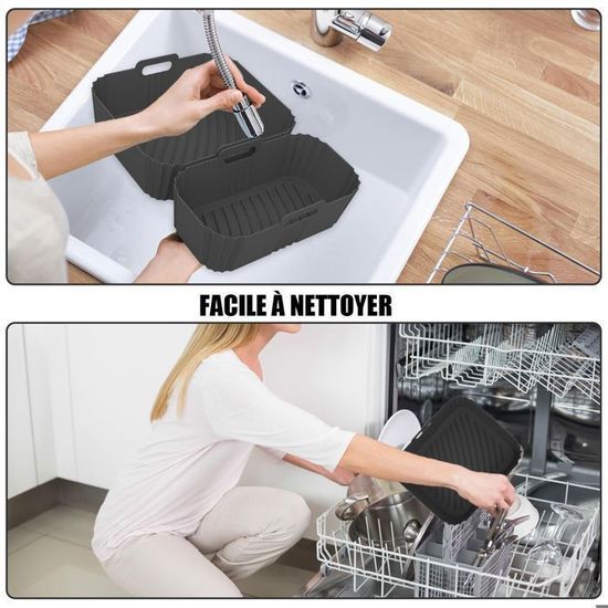 Lot De 2 Moules En Silicone Pour Air Fryer Dual - Compatible Moulinex Easy Fry, Philips Série 3000, Tefal, Réutilisable