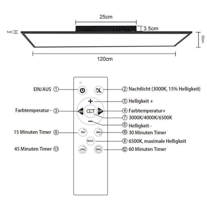 Plafonnier LED à Intensité Variable Quebec Avec Changement De Couleur