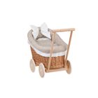 Landau En Osier E-Wicker 24 Pour Poupée – Fait Main En Europe, Roues Caoutchouc, Poignée Bois, Literie élégante – Poupon Jusqu'à 35 Cm – Cadeau Unique