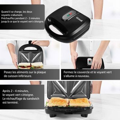 Appareil Croque Monsieur 3 En 1, Gaufrier 1200W Avec Contrôle