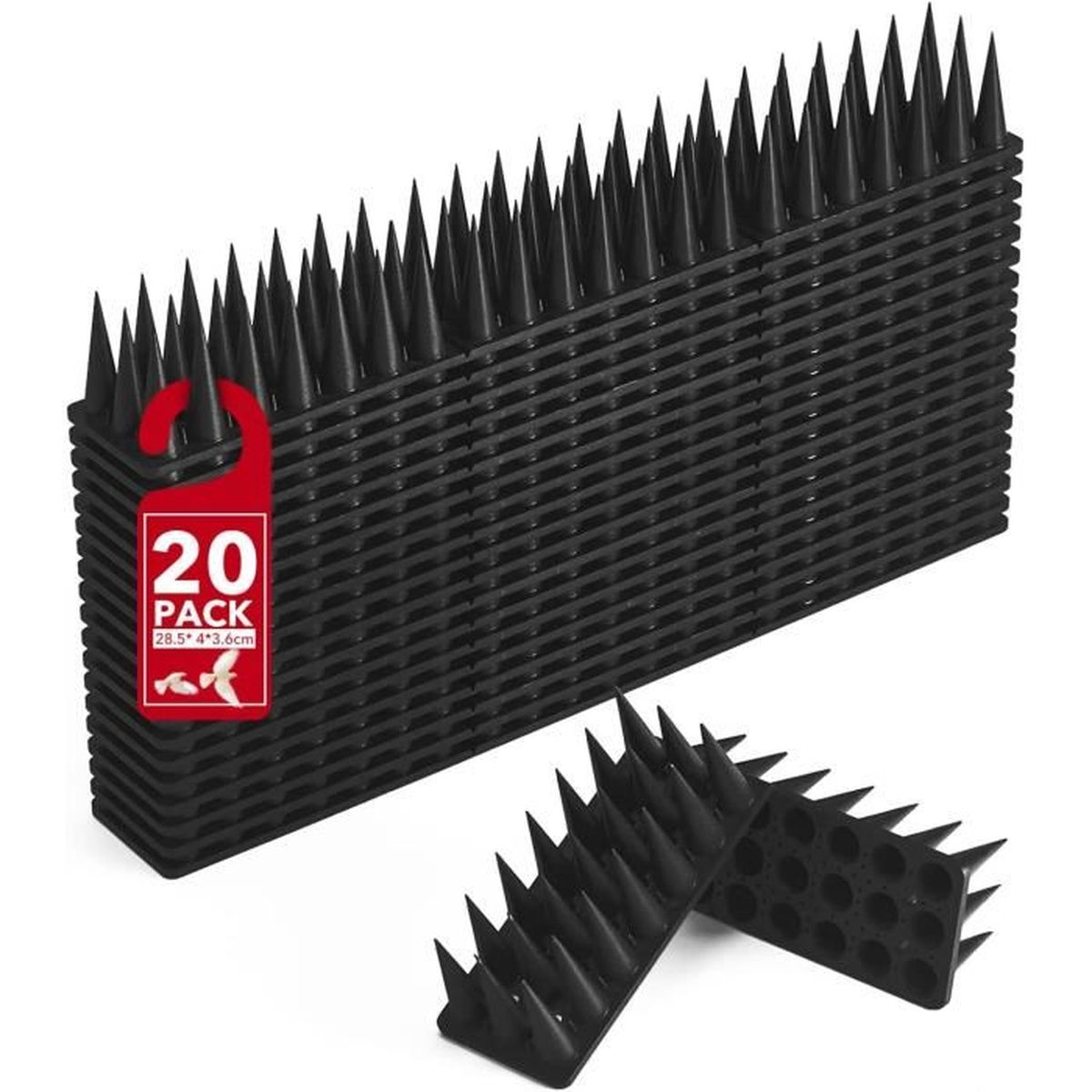 Pics Anti-oiseaux Premium 25 M - Acier Inoxydable, Fabriqué En UE, Base Polycarbonate