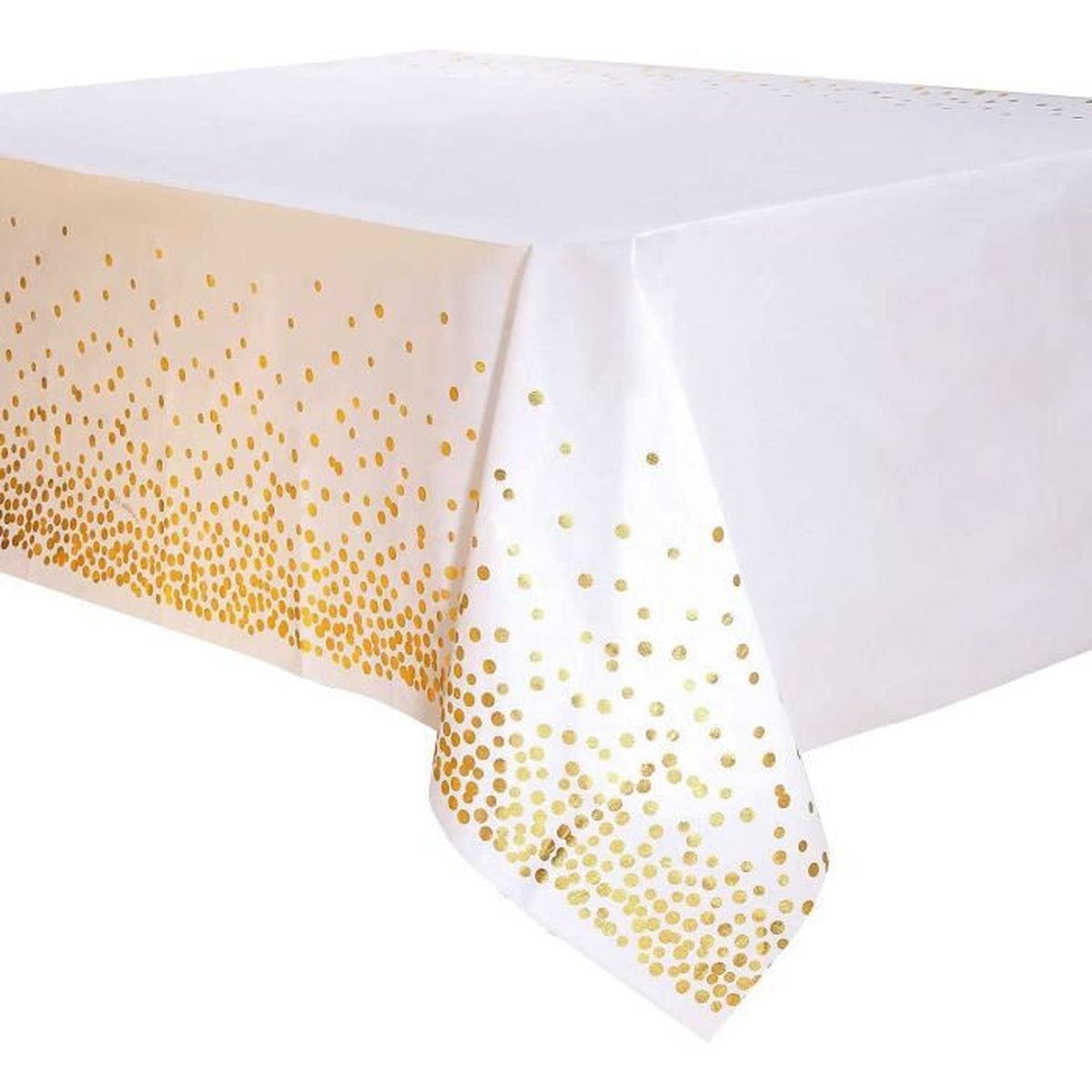 Lot De 4 Nappes Rectangulaires Blanc Et Or 220x130 Cm | Polyéthylène Imperméable Réutilisable | Pour Mariage, Anniversaire, Fête