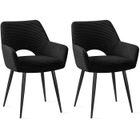 WAFTING Lot de 2 Chaises de Salle à Manger avec Accoudoirs, Rembourrées avec Dossier en Velours,Noir