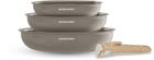Set de 3 poêles - Tous feux dont induction - ARTHUR MARTIN - AM4587 - Céramique - Ø 20-24-28 cm + poignée amovible - Taupe