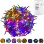 VOLTRONIC® Guirlande lumineuse 10m, multicolore, 100 LED, câble transparent - À piles