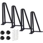 EXBON 4PCS Pieds de Table en Épingle à Cheveux de 20cm, Pieds de Meuble en Metal avec 3 Tiges Robustes, Pieds de Meubles Noirs pour Table