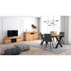 SKRAUT HOME Ensemble de meubles de salon, Table 140 Front Noir pieds X 6 convives, Meuble TV 140, Buffet 140, Chêne et Noir, RF1260
