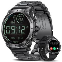 FOSMET Montre Connectée Homme 1.43" HD,  Appels Bluetooth, 100+ Sports, Sommeil, Étanche, Assistant vocal , 2 Bracelets, Noir