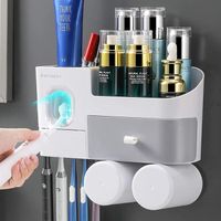 Porte-brosse à dents, avec distributeur automatique de dentifrice, organisateur de brosse à dents mural