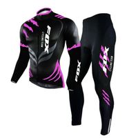 6 - M - FOX-Ensemble de maillot d'équipe de cyclisme pour hommes et femmes, uniforme de vélo à manches longue