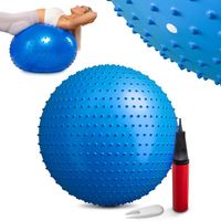 Hop-Sport Ballon Fitness 65 cm, Ballon de Gymnastique avec pompe incluse, Ballon d’Exercices HS-065GB robuste et antidérapant, Bleu