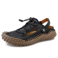 Sandales Homme Cuir Microfibre INSFITY - Chaussures de Plage Plates Respirantes Antidérapantes Confortables