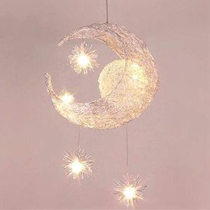 VEILLEUSE Lustre Suspension Lune Étoiles Led Plafonnier Luminaire Aluminium Avec 5 Ampoules Pour Enfants Chambre (Lumière Blanche)[m10714]