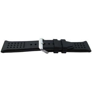 Bracelet Montre En Silicone Souple - Noir Couture Blanche - Largeurs 20mm Et 24mm