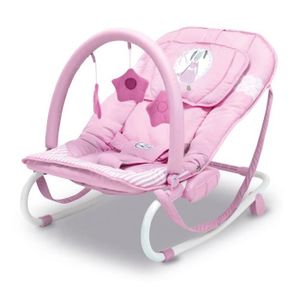 TRANSAT Transat bébé Relax Bunny Rose - ASALVO - Châssis en acier - Barre à jouets - Position fixe et bascule
