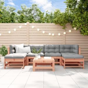 Salon bas de jardin Salon de jardin en bois massif douglas ATYHAO - A3185953 12367 - Coussins gris - Modulaire et confortable