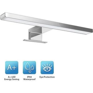 Wilktop Luminaire Salle de Bain Lampe de Salle de Bain 8W/60cm Blanc Chaud Lumière de Salle de Bain LED Chrome 600LM LED Applique Murale Classe de Protection IP44 48x2835SMDs 