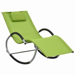 CHAISE LONGUE FOREVEN Chaise longue avec oreiller Vert Textilène