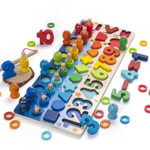 NURSERIE Jouet éducatif Montessori en bois 5 en 1 pour bébé et enfant - Compter les numéros - Type Poisson rond