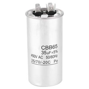 TOOGOO Condensateur de fonctionnement de moteur a courant alternatif de film de polypropylene de 35uF 450V CBB60 blanc