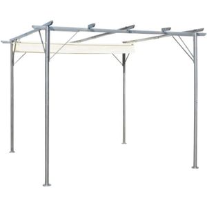 PERGOLA GES Pergola avec toit rétractable Blanc crème 3 x 3 m Acier★1