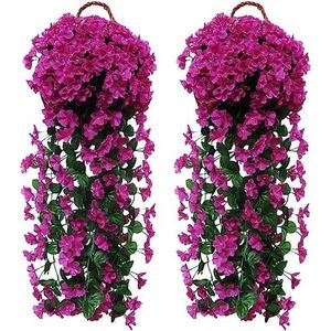FLEUR ARTIFICIELLE 2 Pack 90cm Fuchsia Faux Wisteria Fleurs Violet Tenture Fleur Vigne Décoration De Mariage Fleurs