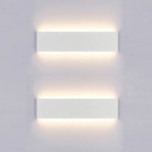 Classe énergétique A++ Glighone 2*12W Applique Murale Interieur Dimmable LED Lampe Murale en Acrylique Design Moderne Decoration Luminaire Mural pour Salon Chambre Couloir Salle de Bain Blanc Froid