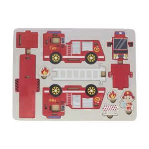AVION - HÉLICO Puzzle 3D - Camion Pompier - Bois - Pour Enfant à 