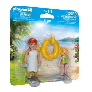 UNIVERS MINIATURE PLAYMOBIL - 70690 - Playmobil Duo - Vacanciers avec bouée en forme de canard et accessoires