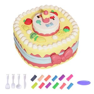 JEU DE PÂTE À MODELER Qqmora Jouets de pâte de couleur Jouets de pâte colorée, ensemble de jeu de gâteau d'anniversaire avec moules, jeux activite Rose